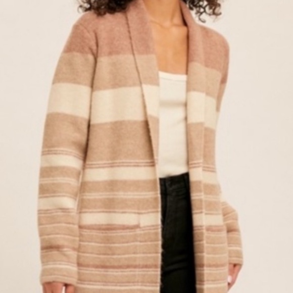 Hem & Thread Tan and Cream Knit Cardigan - Picture 7 of 9